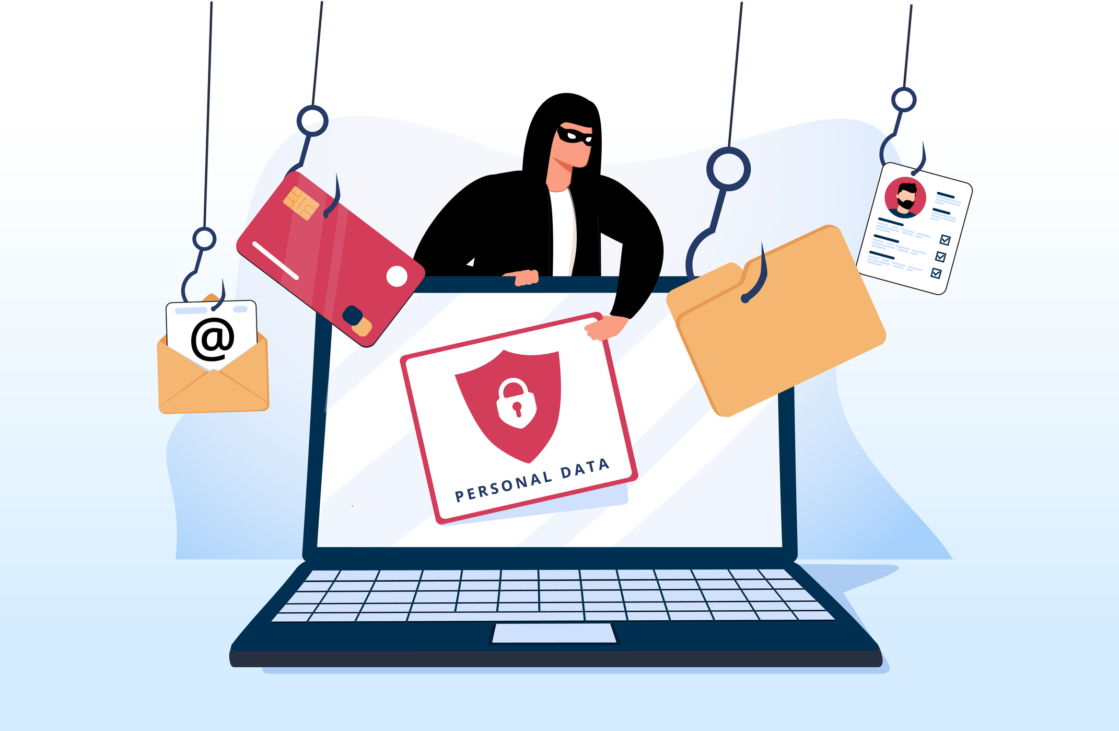 Hacker and Cyber criminals phishing stealing private personal data, user login, password, document, email and credit card. Phishing and fraud, online scam and steal. Hacker sitting at the desktop